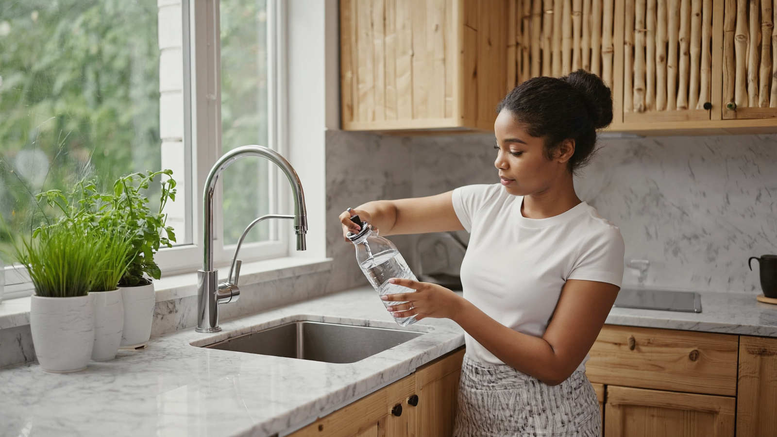 filling a reusable bottle